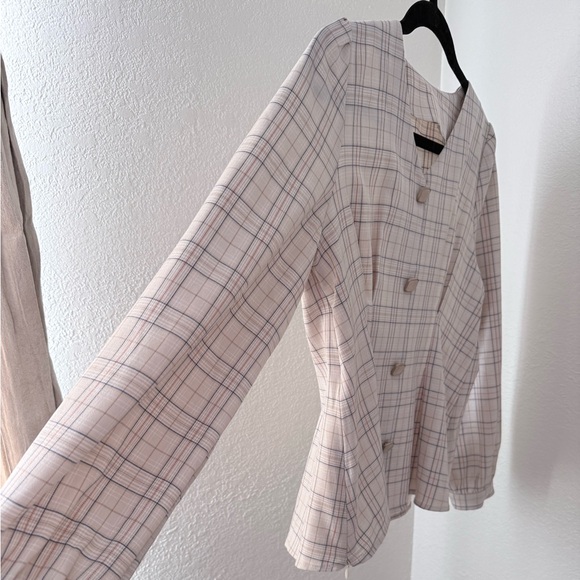 Earth Music & Ecology Cream Plaid Blouse - Picture 3 of 6